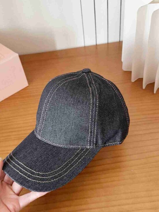 Miu Miu Black Denim Logo Baseball Cap main image 5